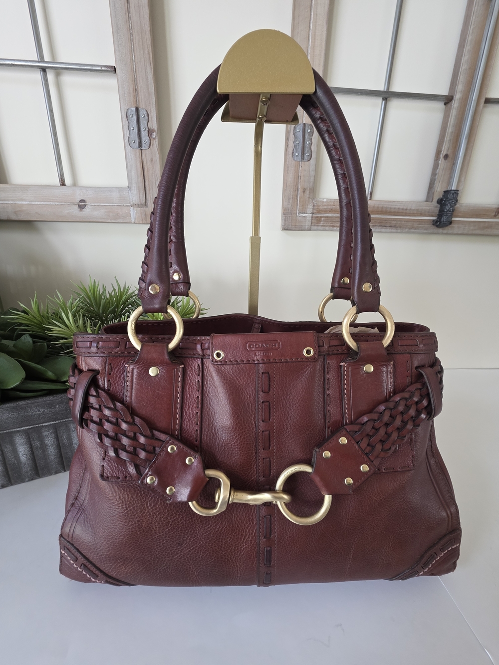 Vintage Coach Hamptons Braided Cognac Leather Carryall Bag Y2K Limited Edition - Picture 1 of 16